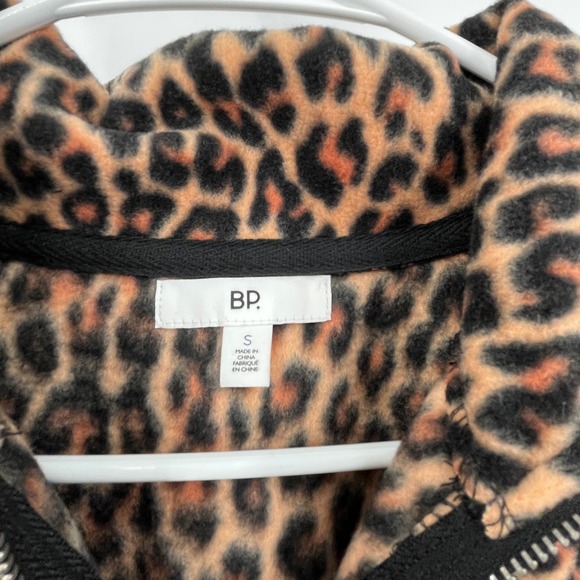 Nordstrom BP Print Fleece Half Zip Pullover in Tan Dale Leopard NWT Size S - Picture 6 of 6